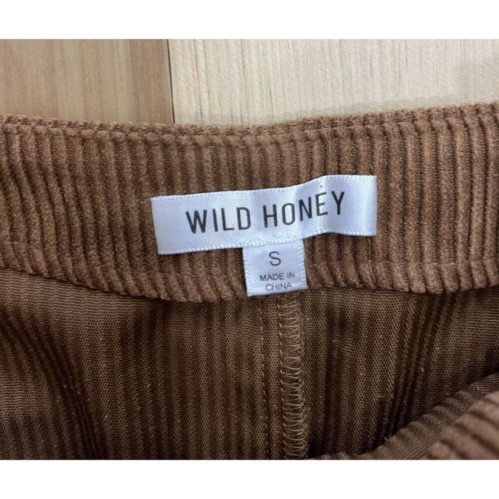 Wild Honey Brown Corduroy Mini Skirt With Button Detail Size S - Picture 2 of 3